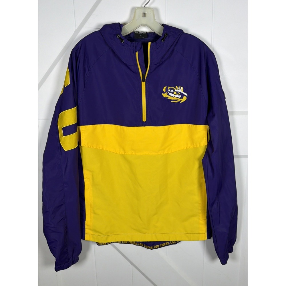 Colosseum LSU Tigers Anorak Half Zip Hooded Jacket Tailgating College Football S